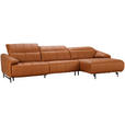 ECKSOFA in Echtleder Cognac  313/165 cm  - Cognac/Schwarz, Design, Leder/Metall (313/165cm) - Emilio Belluti
