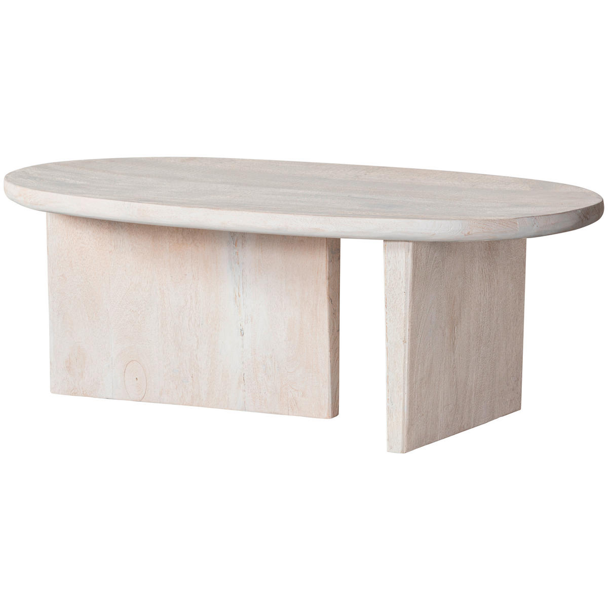 COUCHTISCH Seam Mangoholz massiv 110/60/40 cm oval Weiß, Naturfarben  - Weiß/Naturfarben, Design, Holz (110/60/40cm) - Livetastic