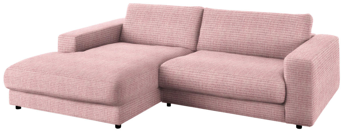 ECKSOFA in Chenille Rosa  - Schwarz/Rosa, Design, Kunststoff/Textil (190/270cm) - Lomoco