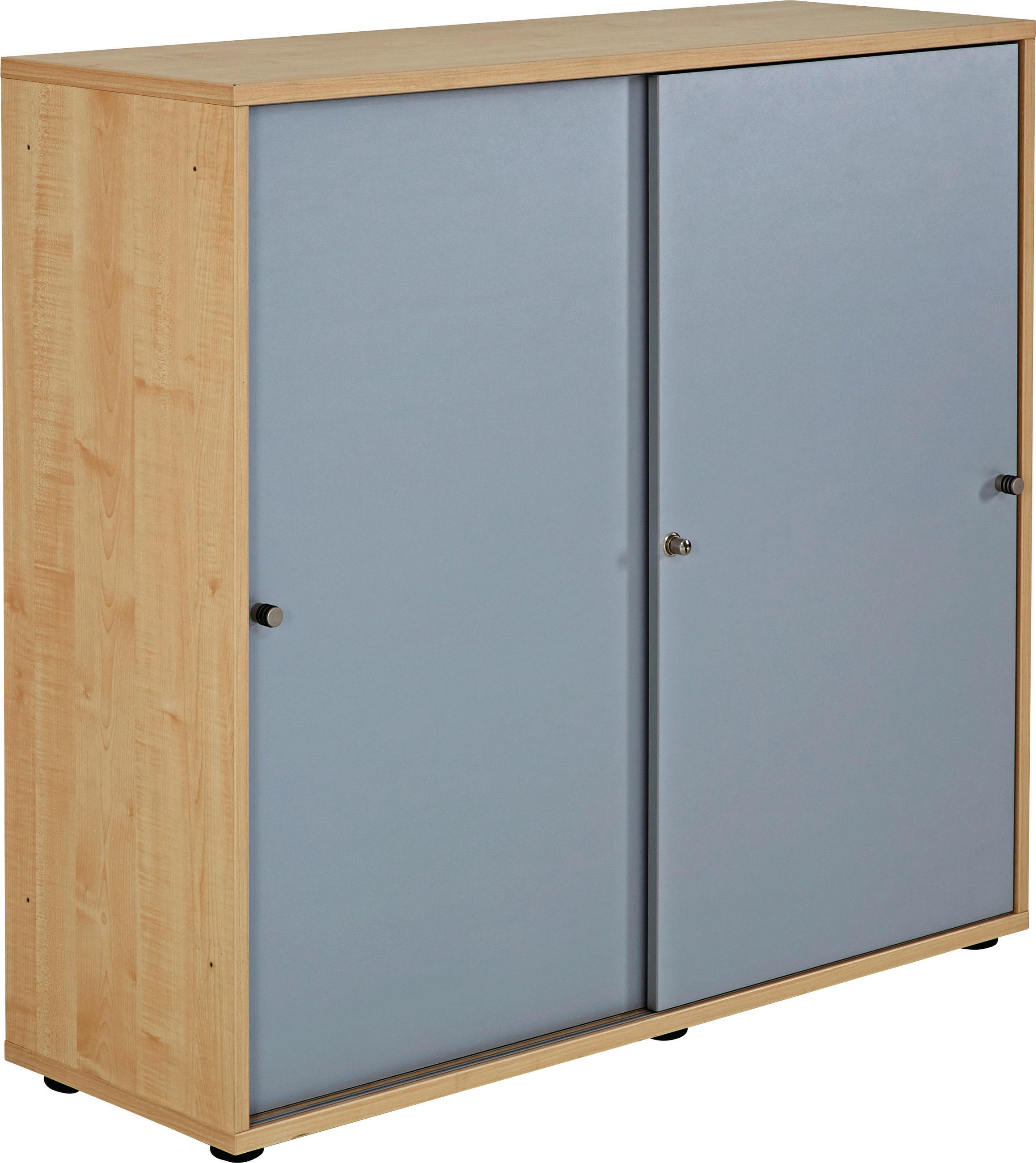AKTENSCHRANK Silberfarben, Ahornfarben  - Silberfarben/Ahornfarben, KONVENTIONELL, Holzwerkstoff (120/110/40cm) - Venda