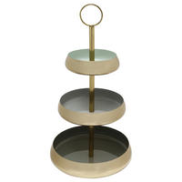 ETAGERE 3-stöckig - Salbeigrün/Goldfarben, Trend, Metall (33/63cm) - Kayoom
