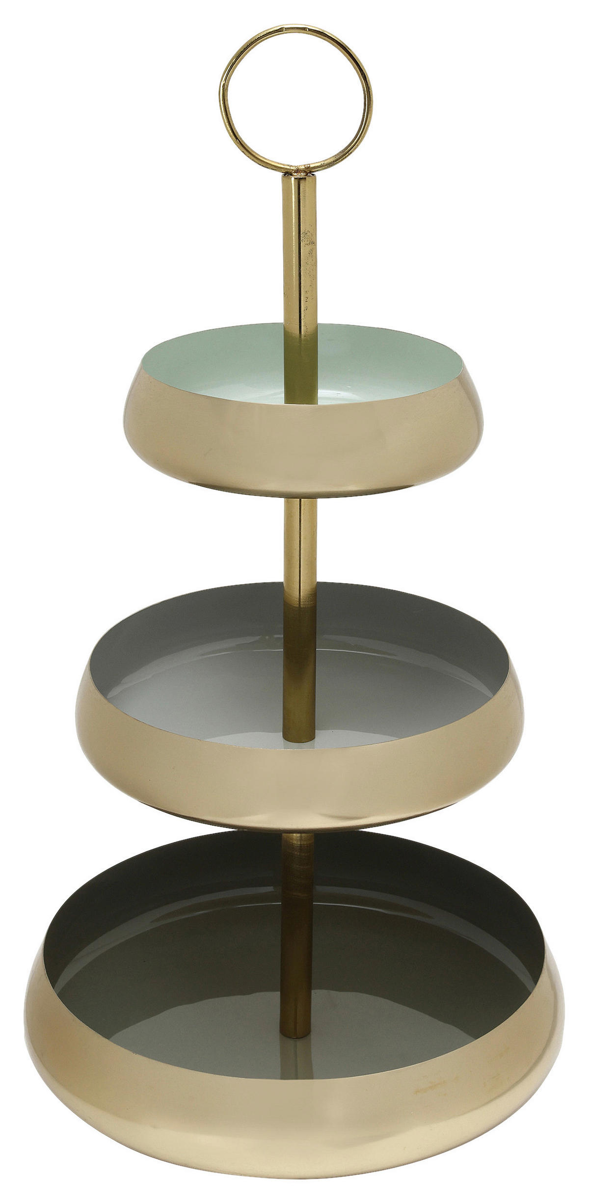 ETAGERE 3-stöckig - Salbeigrün/Goldfarben, Trend, Metall (33/63cm) - Kayoom