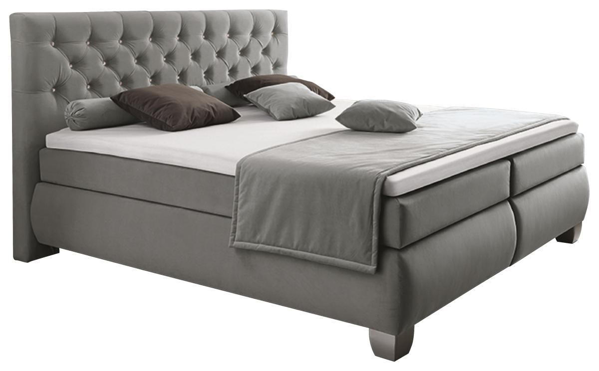 BOXSPRINGBETT 180/200 cm  in Hellgrau  - Silberfarben/Hellgrau, KONVENTIONELL, Kunststoff/Textil (180/200cm) - Carryhome