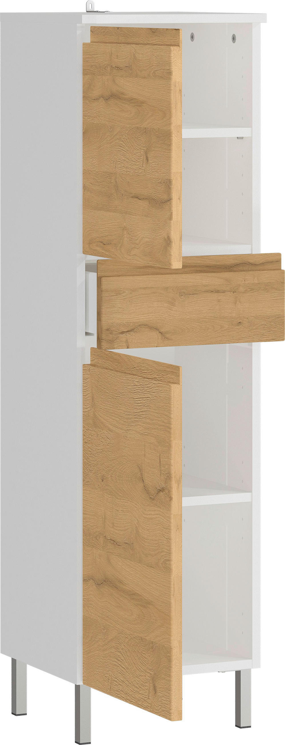 MIDISCHRANK 34/120/34 cm  - Chromfarben/Eichefarben, MODERN, Holzwerkstoff/Metall (34/120/34cm) - Germania