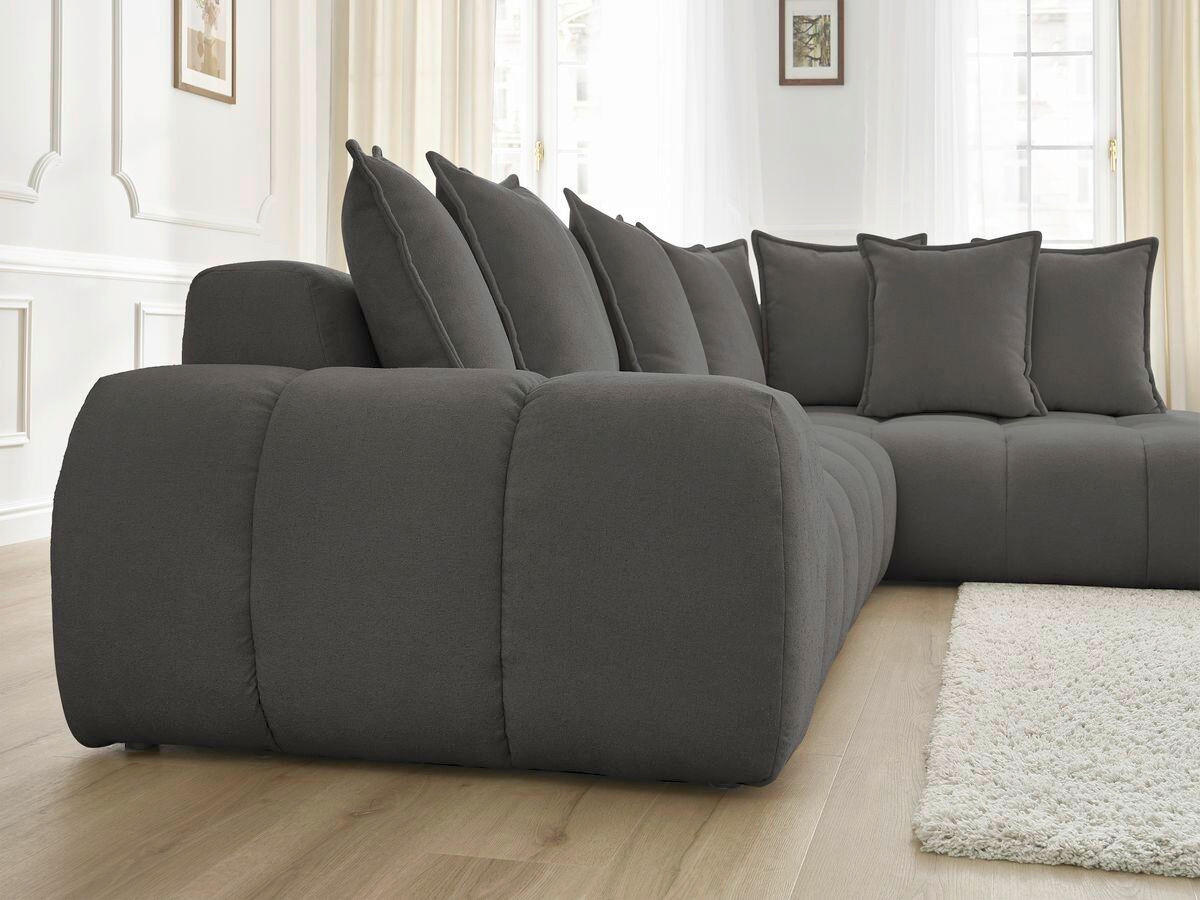 ECKSOFA Ottomane rechts  EVEREST Dunkelgrau Struktur  - Dunkelgrau/Schwarz, MODERN, Kunststoff/Textil (352/210cm) - Livetastic