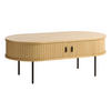 COUCHTISCH furniert 120/60/45 cm oval Eichefarben  - Eichefarben/Schwarz, Trend, Holzwerkstoff/Metall (120/60/45cm) - home24