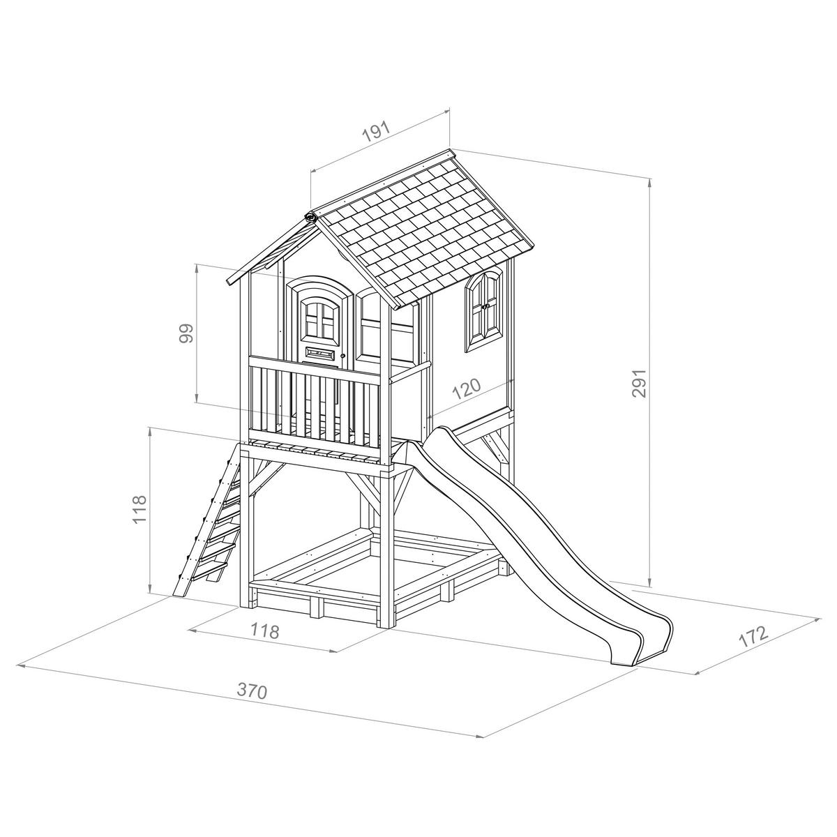 SPIELHAUS SARAH 370/291/191 cm  - Braun/Weiß, KONVENTIONELL, Holz/Kunststoff (370/291/191cm) - Ambia Garden