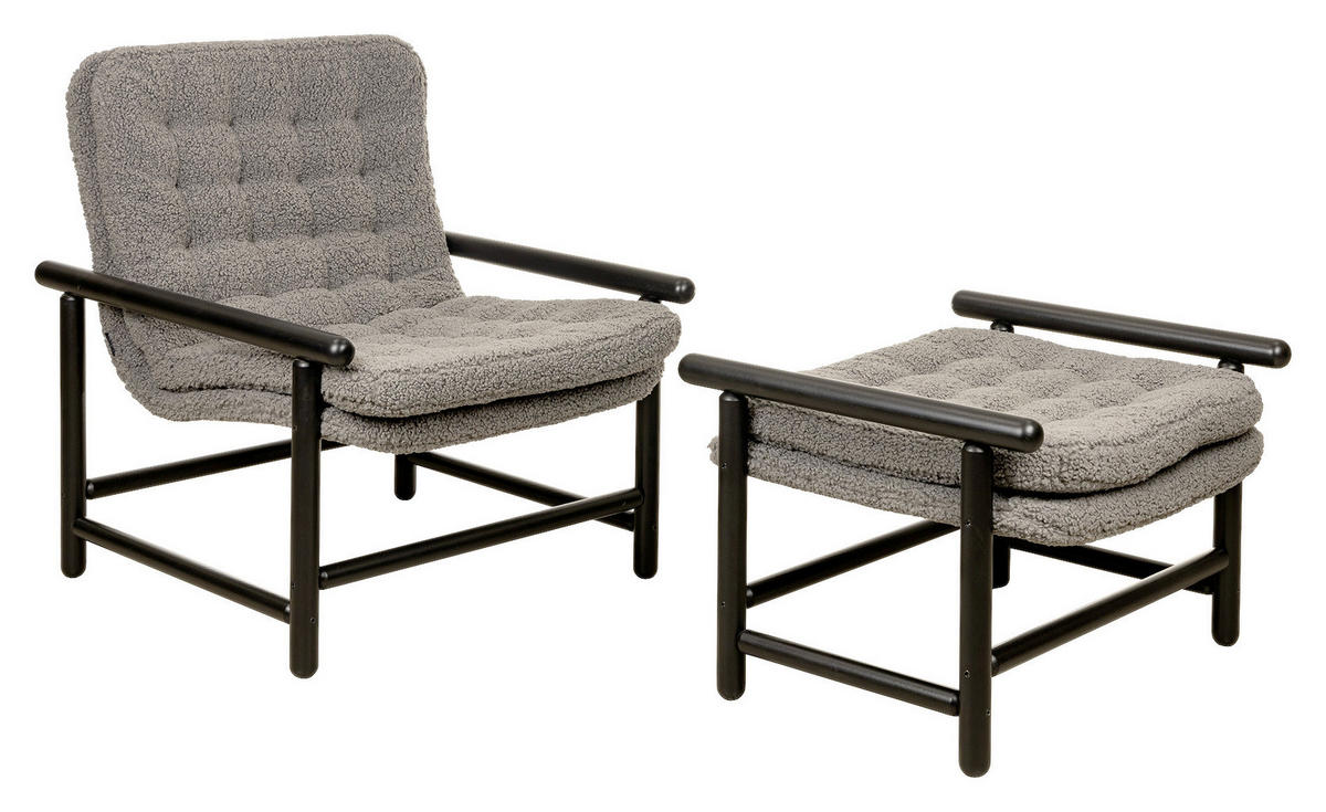 PALL i trä, metall, textil grå, svart  - grå/svart, Design, metall/trä - Best Price