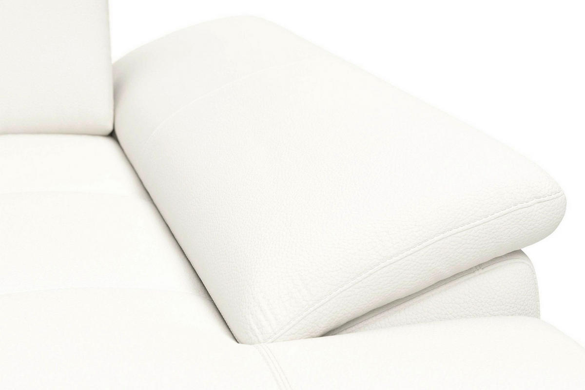 ECKSOFA COSTELLO E Weiß Echtleder Nierenkissen, Armteilverstellung, Sitztiefenverstellung  - Schwarz/Weiß, Basics, Leder/Textil (301/176cm) - Sit & More