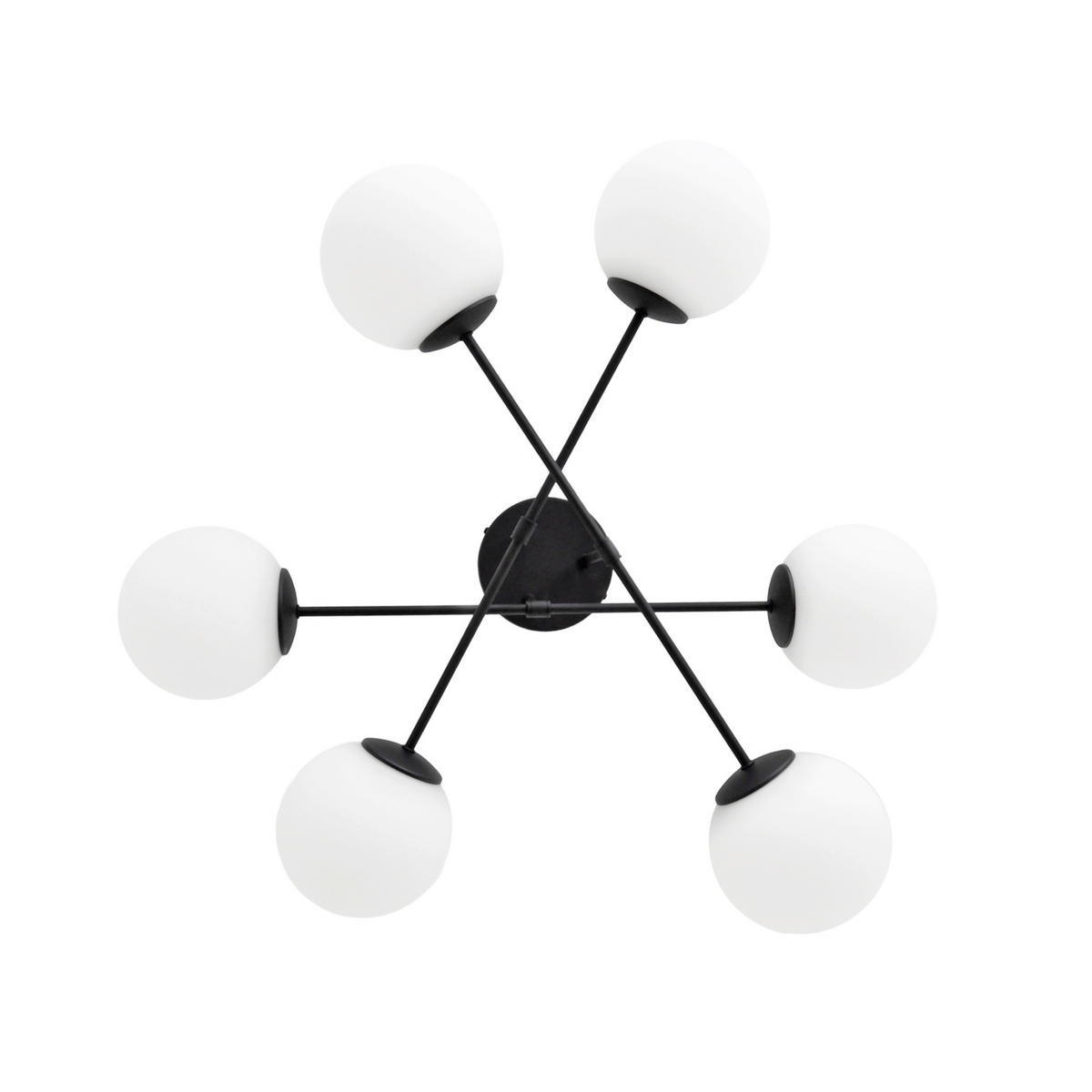 DECKENLEUCHTE    76/76/31 cm  - Schwarz/Weiß, Design, Glas/Metall (76/76/31cm)