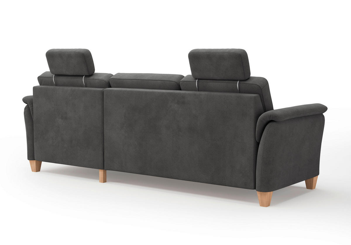 ECKSOFA in Flachgewebe Schwarz  - Eichefarben/Schwarz, Konventionell, Holz/Textil (244/163cm) - Sit & More