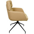 ARMLEHNSTUHL  Lederauswahl, Wippfunktion, Sitzfläche 360° drehbar  Echtleder  - Hellbraun/Schwarz, Design, Leder/Metall (62/92/66cm) - Dieter Knoll