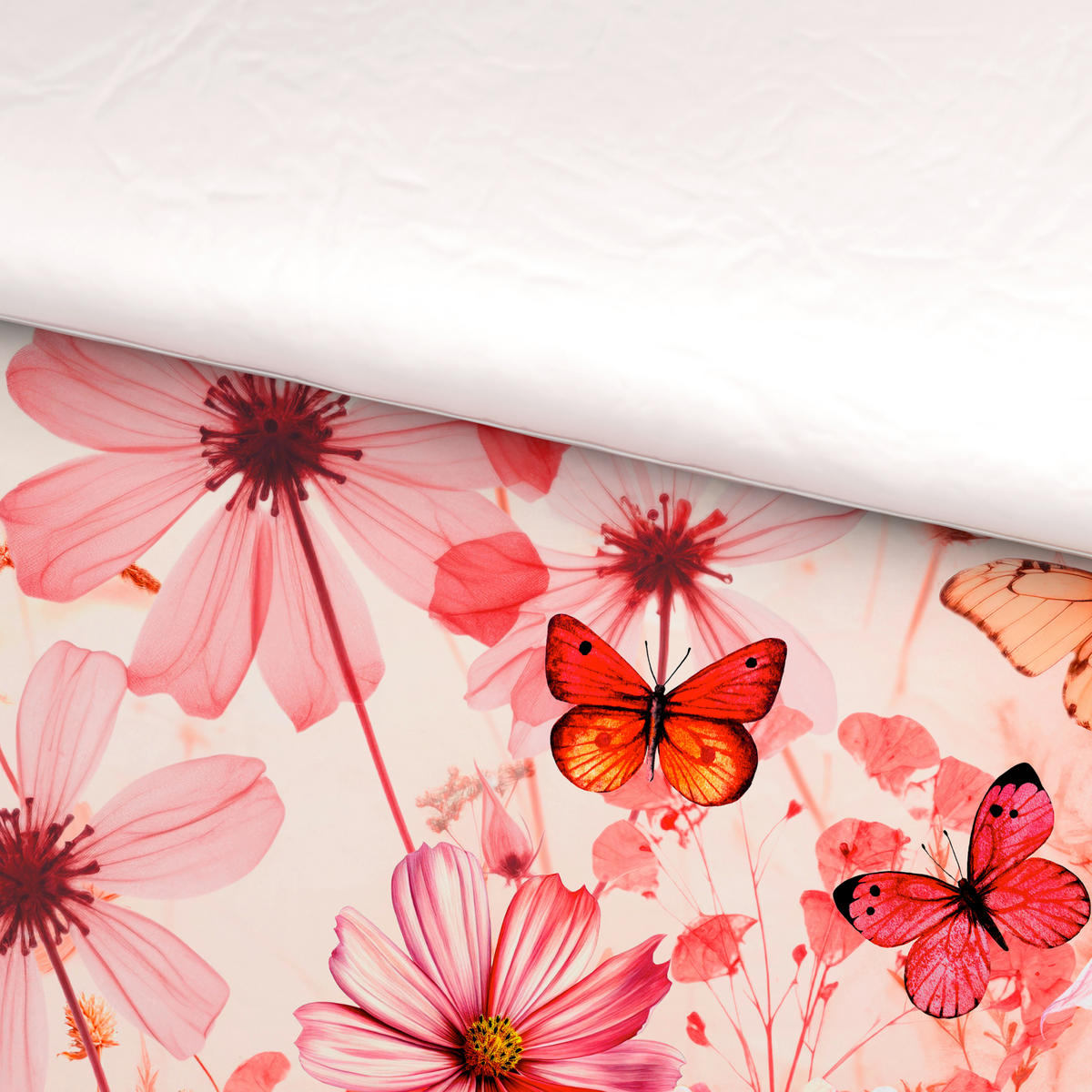 WENDEBETTWÄSCHE Satin 155/220 cm  - Rosa/Weiß, Textil (155/220cm) - Esposa