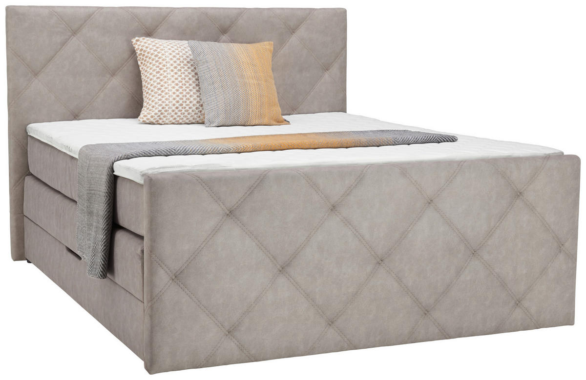 BOXSPRINGBETT 180/200 cm  Grau  - Schwarz/Grau, Konventionell, Kunststoff/Textil (180/200cm) - Ti'me