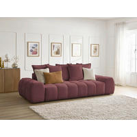 SCHLAFSOFA EVEREST  mit Armteil links, Armteil rechts Flachgewebe Rot  - Rot/Schwarz, MODERN, Kunststoff/Textil (278/115/90cm) - Livetastic