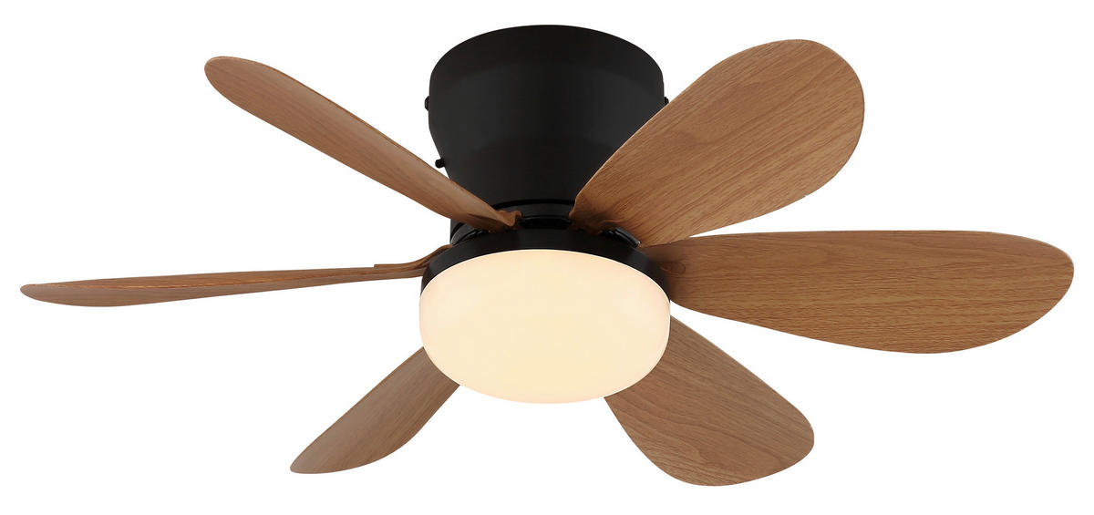 DECKENVENTILATOR Delores 50/16,5 cm  - Schwarz/Braun, Design, Kunststoff/Metall (50/16,5cm) - Globo