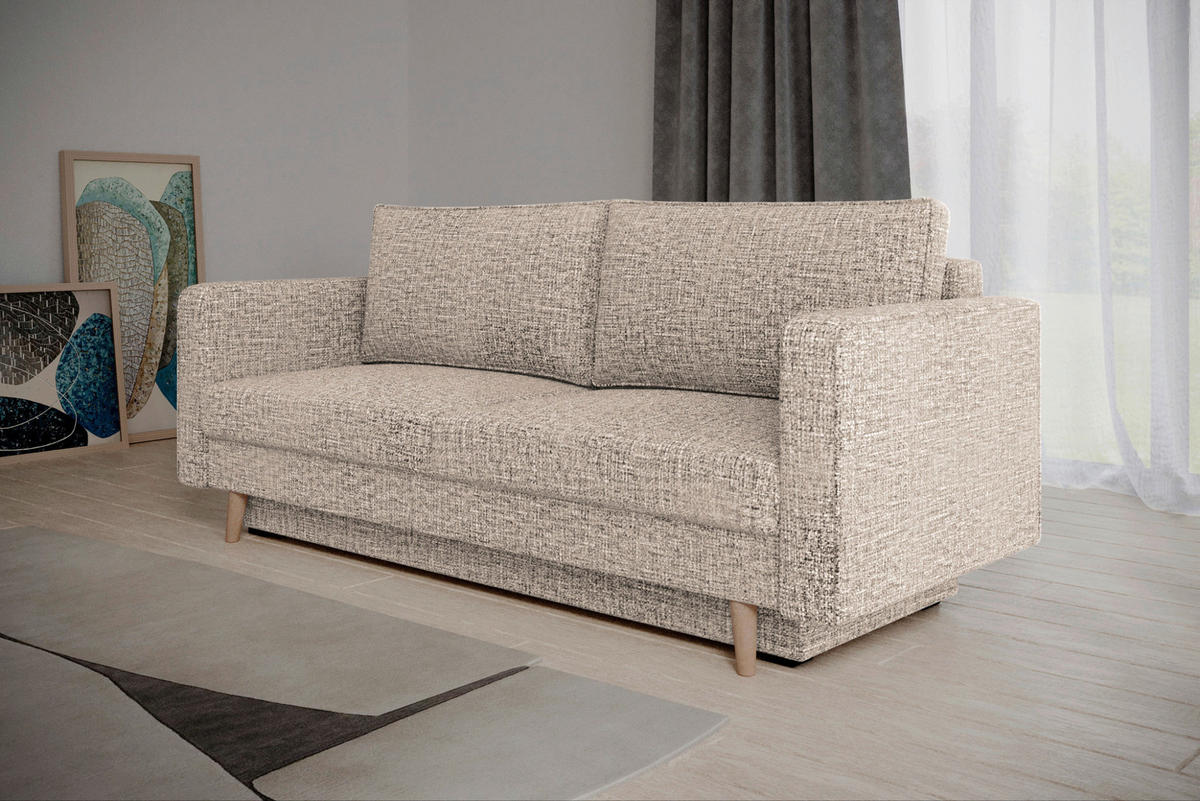 SCHLAFSOFA COCO Braun  inkl. Rückenkissen, Schlaffunktion  - Erlefarben/Schwarz, Design, Holzwerkstoff/Kunststoff (232/90/97cm) - MID.YOU