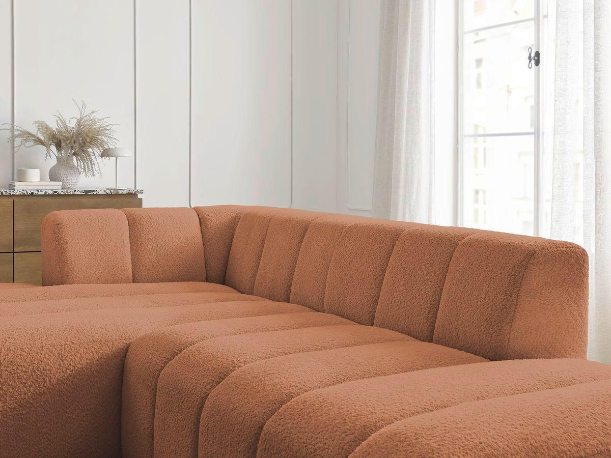 ECKSOFA  ANNECY Orange Bouclé  - Schwarz/Orange, MODERN, Kunststoff/Textil (170/262cm)