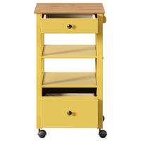 SERVIERWAGEN Pinie massiv Braun, Gelb  - Gelb/Zinkfarben, MODERN, Holz/Kunststoff (50/90,6/40cm) - Livetastic