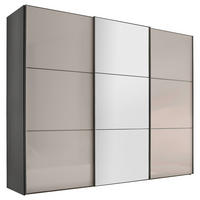 SCHWEBETÜRENSCHRANK 280/222/68 cm,  in Anthrazit, Schwarz, Dunkelgrau, 3 Tür(en)  - Dunkelgrau/Anthrazit, MODERN, Glas/Holzwerkstoff (280/222/68cm) - Moderano