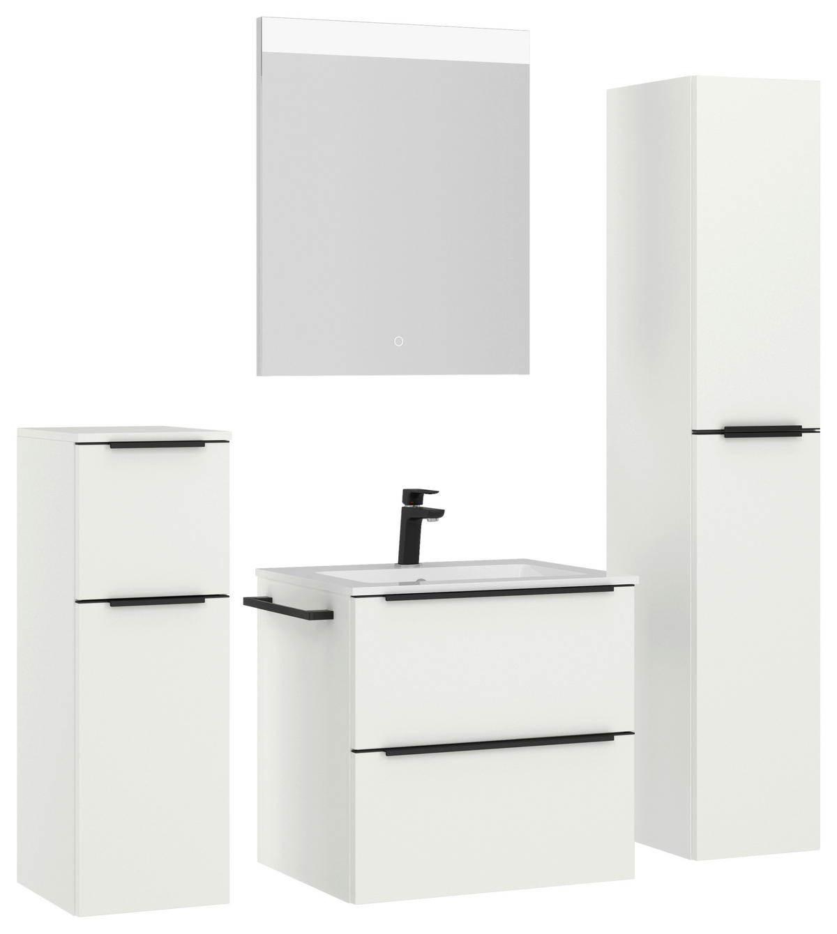 BADEZIMMER 5-teilig  in 121 cm  - Schwarz/Weiß, MODERN, Holzwerkstoff/Stein (121cm) - Nobilia