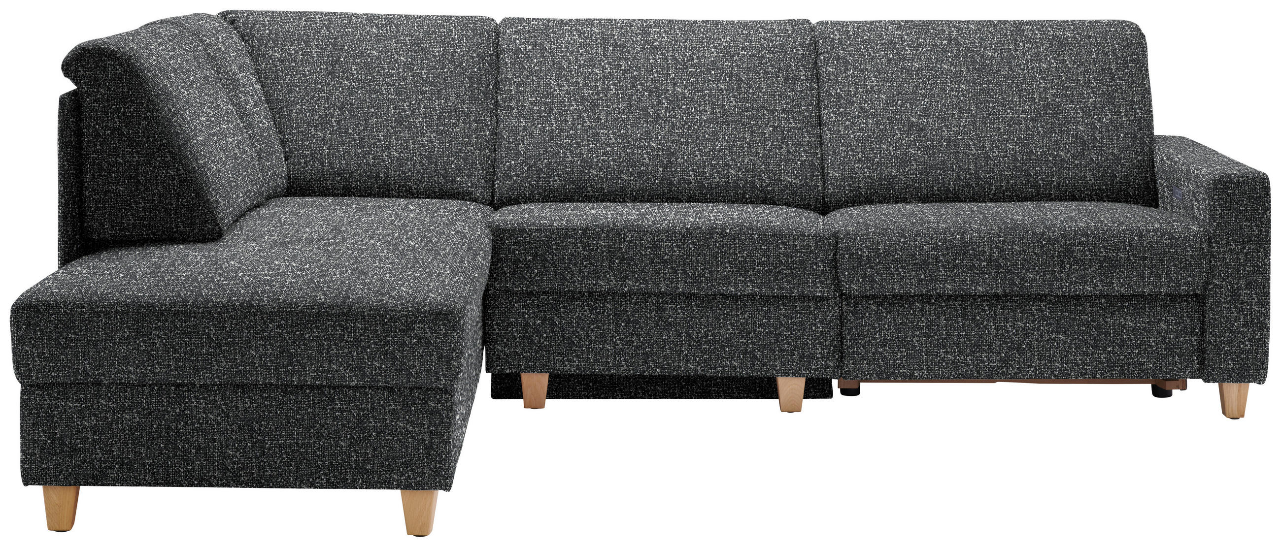 ECKSOFA  in Mikrovelours Anthrazit  203/261 cm  - Eichefarben/Anthrazit, KONVENTIONELL, Holz/Textil (203/261cm) - Sedda