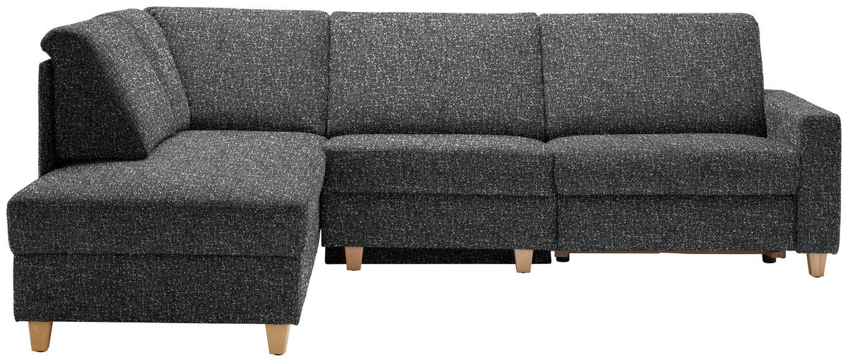 ECKSOFA  in Mikrovelours Anthrazit  203/261 cm  - Eichefarben/Anthrazit, KONVENTIONELL, Holz/Textil (203/261cm) - Sedda