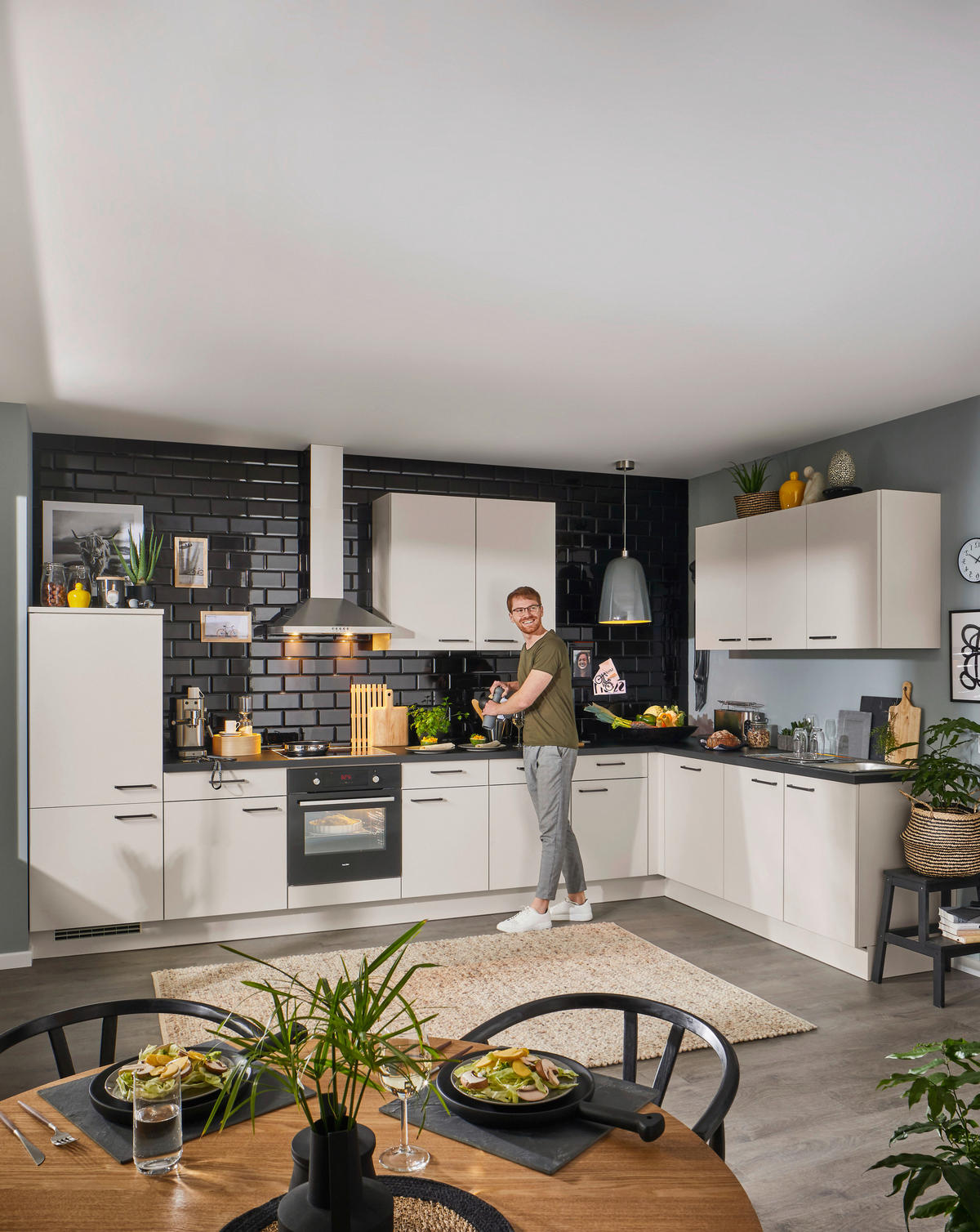 EINBAUKÜCHE   - Sandfarben, Design, Holzwerkstoff - Celina