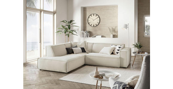 ECKSOFA in Cord Creme  - Creme/Schwarz, KONVENTIONELL, Kunststoff/Textil (224/254cm) - Hom`in