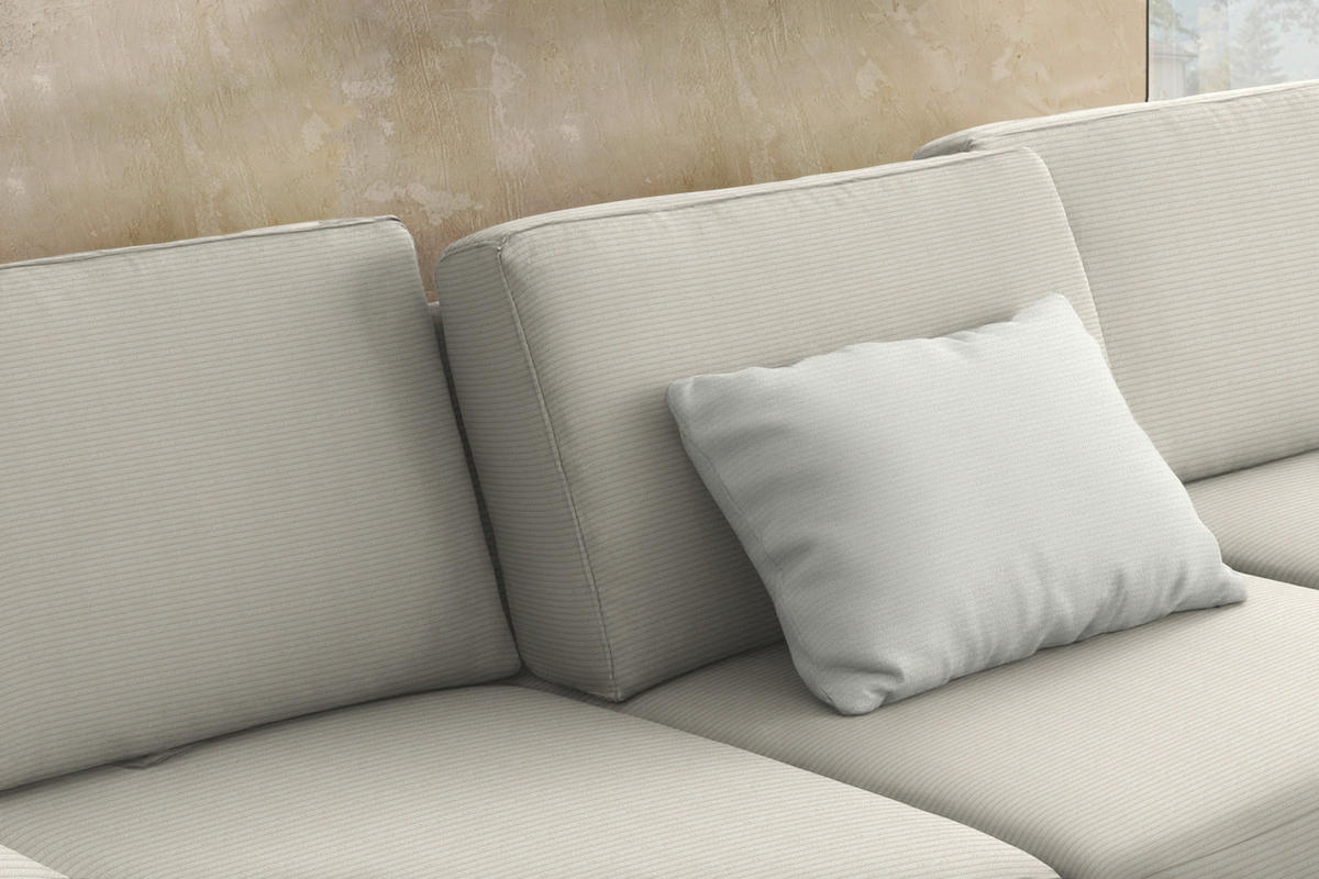 ECKSOFA Cord Naturfarben  - Schwarz/Naturfarben, Design, Textil/Metall (298/185cm) - Pure Home Lifestyle