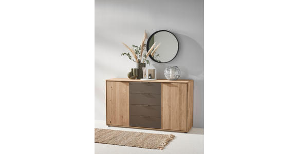 SIDEBOARD  in 154,6/88,2/44,2 cm  - Wildeiche/Schwarz, Natur, Glas/Holz (154,6/88,2/44,2cm) - Valnatura