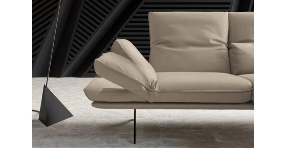 ECKSOFA in Echtleder Sandfarben 210/130 cm - Sandfarben/Schwarz, Design, Leder/Metall (210/130cm) - Dieter Knoll