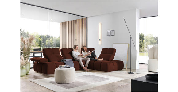 ECKSOFA in Struktur Rostfarben 313/233 cm - Rostfarben/Schwarz, Design, Kunststoff/Textil (313/233cm) - Emilio Belluti
