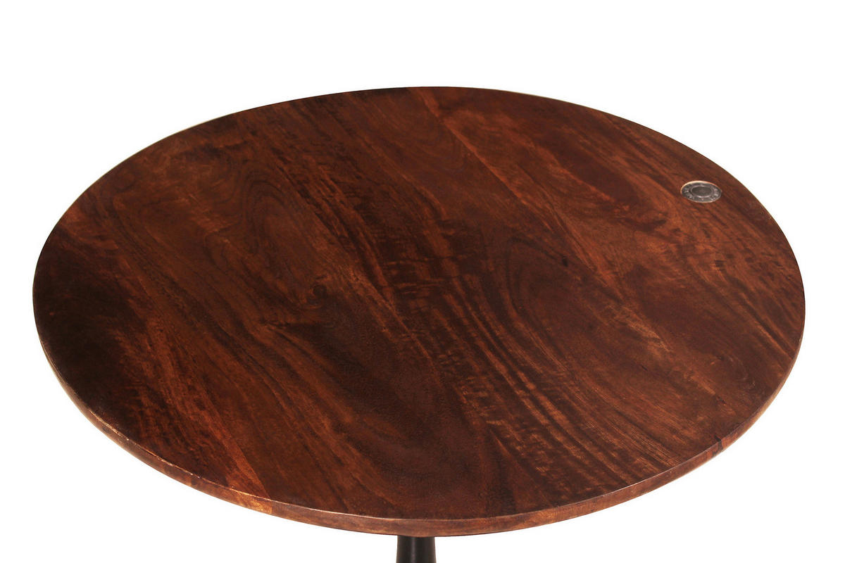 BEISTELLTISCH 60/60/50 cm Mangoholz massiv Braun, Schwarz rund  - Schwarz/Braun, Design, Holz/Metall (60/60/50cm) - MID.YOU