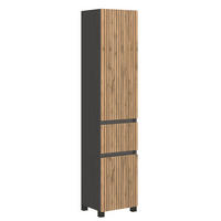 HOCHSCHRANK 40/180/35 cm  - Eiche Wotan/Graphitfarben, Natur, Holzwerkstoff/Kunststoff (40/180/35cm) - Xora