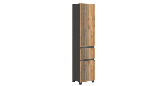 HOCHSCHRANK 40/180/35 cm - Eiche Wotan/Graphitfarben, Natur, Holzwerkstoff/Kunststoff (40/180/35cm) - Xora