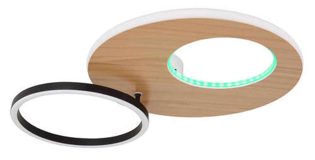 LED-DECKENLEUCHTE 21 W    61,2/40/10,5 cm  - Weiss/Dunkelbraun, Design, Holzwerkstoff/Kunststoff (61,2/40/10,5cm) - Globo