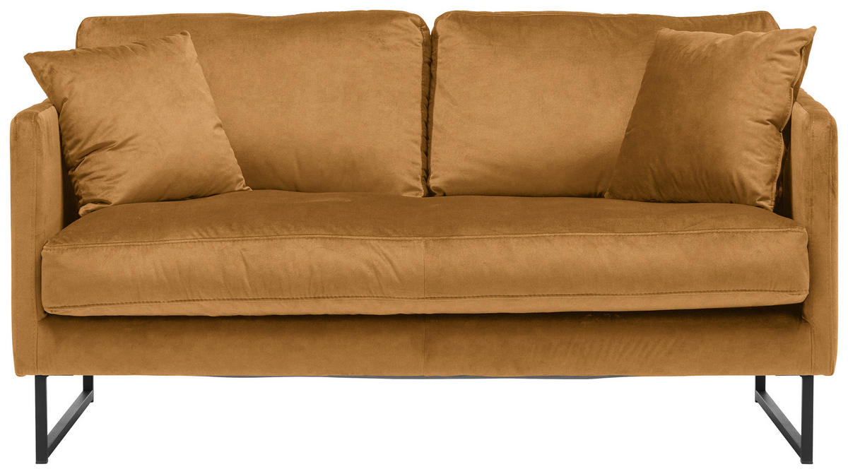 2-SITZER-SOFA Samt Gelb  - Gelb/Schwarz, Design, Textil/Metall (150/78/84cm) - Carryhome