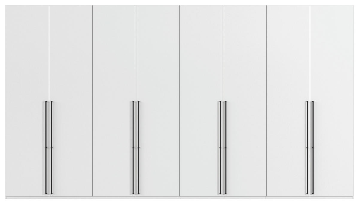 DREHTÜRENSCHRANK 400/235/61 cm,  in Weiß, 8-türig  - Schwarz/Weiß, Basics, Holzwerkstoff/Metall (400/235/61cm) - Novel