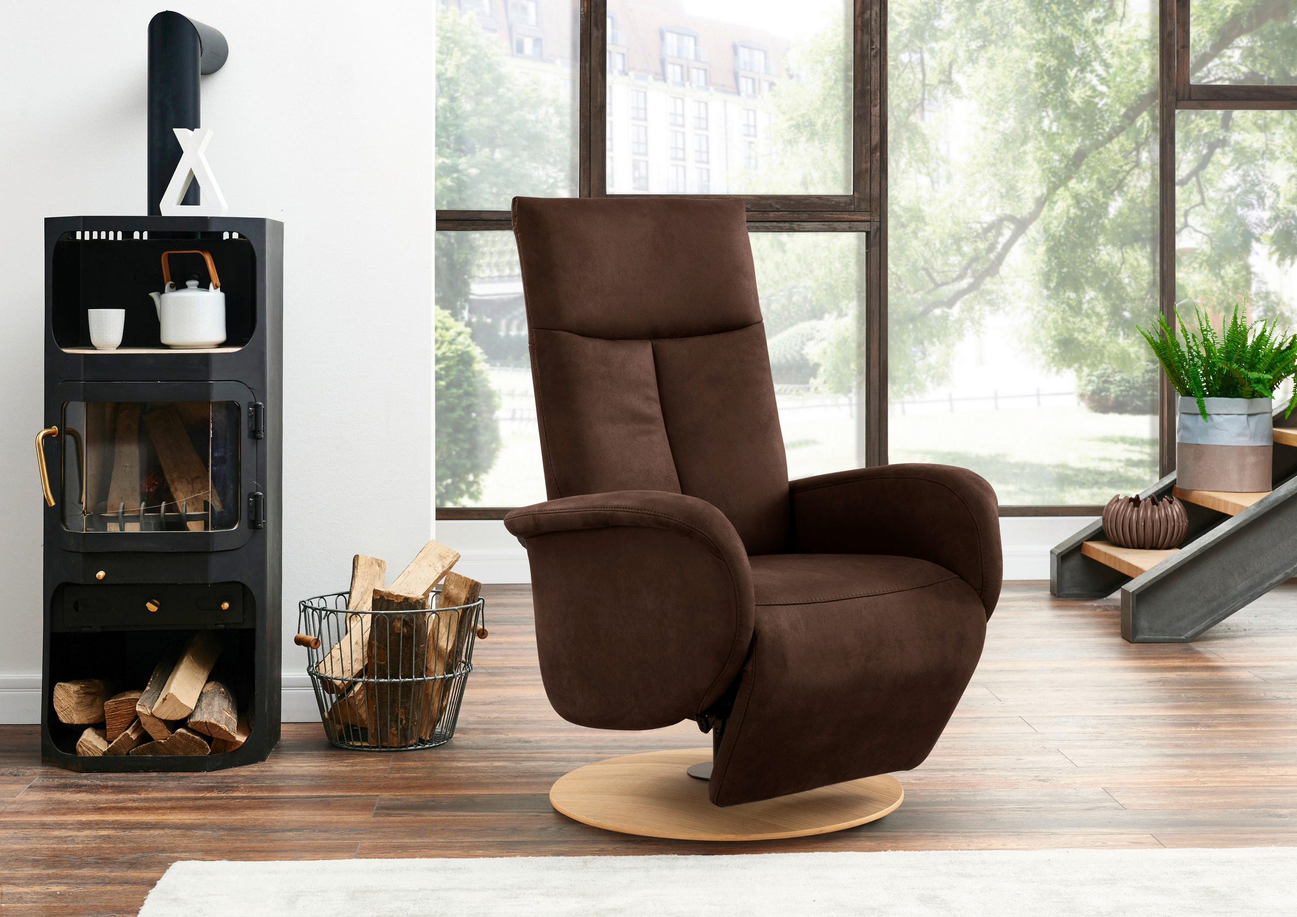 DREHSTUHL Mikrofaser Mokka  - Eichefarben/Mokka, KONVENTIONELL, Holz/Textil (75/112/82cm) - Sit & More