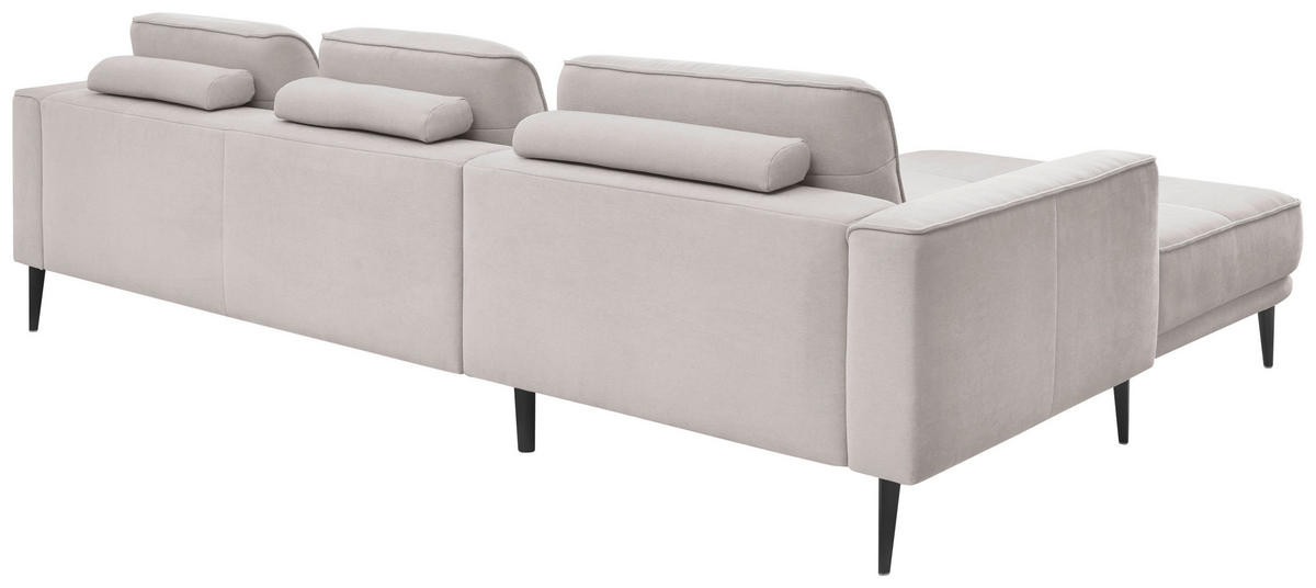 ECKSOFA Hellgrau Flachgewebe  - Hellgrau/Schwarz, KONVENTIONELL, Textil/Metall (193/279cm) - SetOne by Musterring