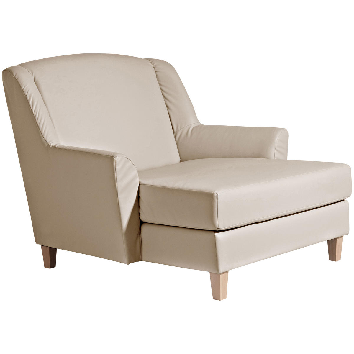 XXL-SESSEL in Lederlook Beige  - Beige/Naturfarben, Modern, Holz/Holzwerkstoff (136/107/142cm) - Max Winzer