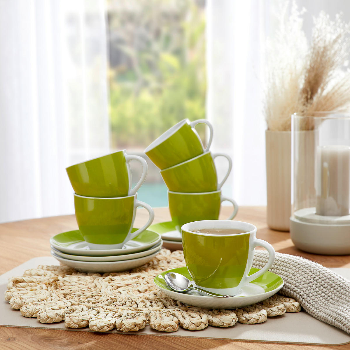 Kaffeetassen-Set (6-teilig) Grün & Weiß shoppen