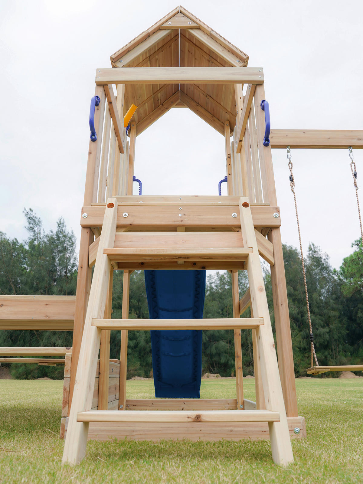 SPIELTURM 366/267/383 cm  - Blau, Konventionell, Holz (366/267/383cm)