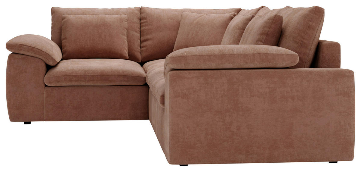 ECKSOFA Chenille Koralle  - Koralle/Schwarz, Design, Kunststoff/Textil (216/289cm) - Livetastic