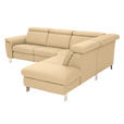 ECKSOFA in Echtleder Beige  - Beige/Alufarben, Design, Leder/Metall (271/242cm) - Cantus