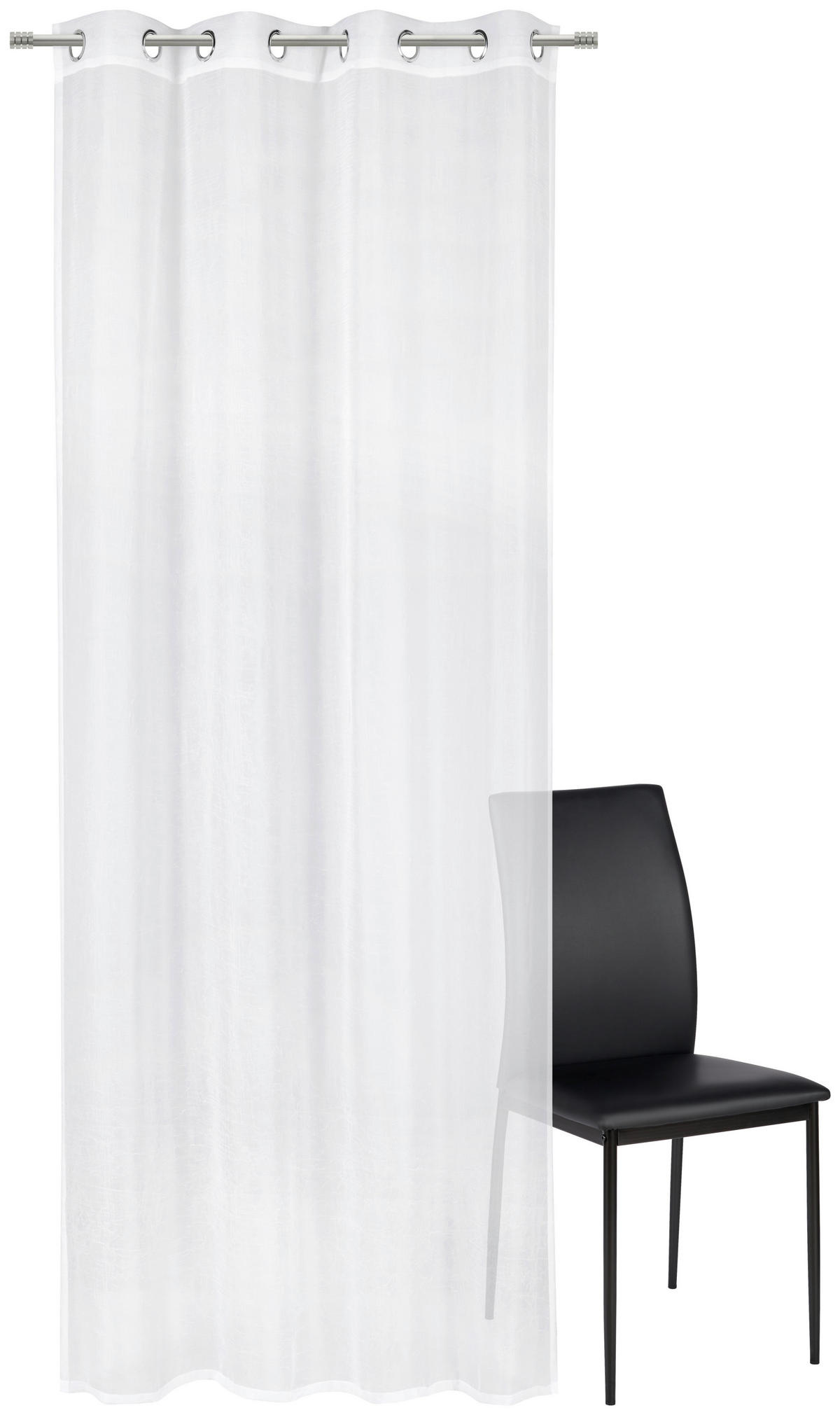 ZAVESA SA KARIKAMA bela - bela, Osnovno, tekstil (135/245cm) - Boxxx