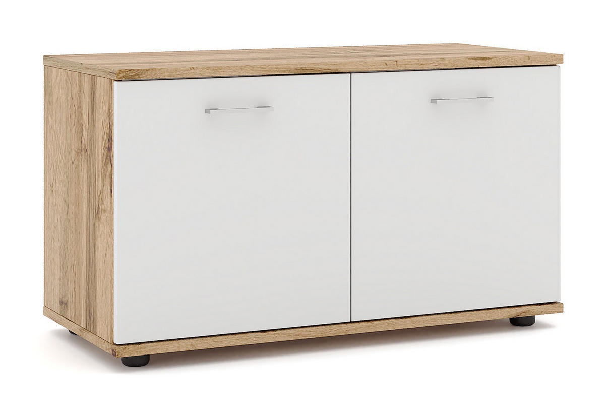 GARDEROBE 5-teilig  in 240/190/35 cm  - Eiche Wotan/Weiß, KONVENTIONELL, Glas/Holzwerkstoff (240/190/35cm) - Xora