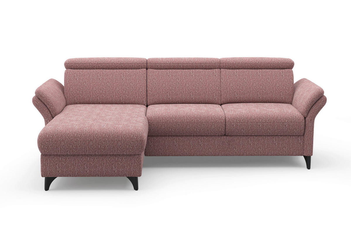 ECKSOFA GLENDALE E Aubergine Chenille  - Aubergine/Schwarz, KONVENTIONELL, Textil/Metall (166/253cm) - Sit & More