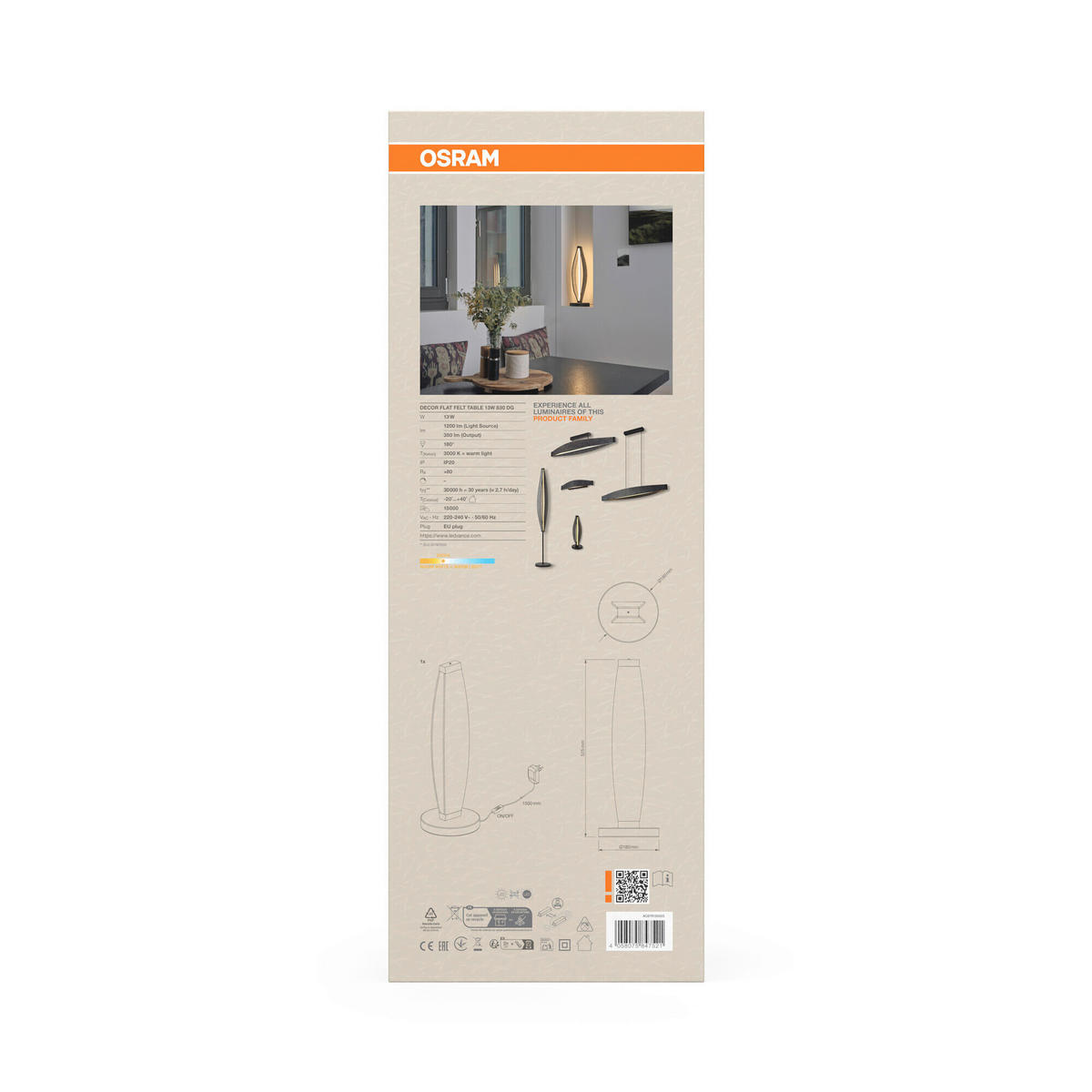 LED-TISCHLEUCHTE 18/52,5 cm   - Dunkelgrau, Design, Kunststoff/Textil (18/52,5cm) - Osram